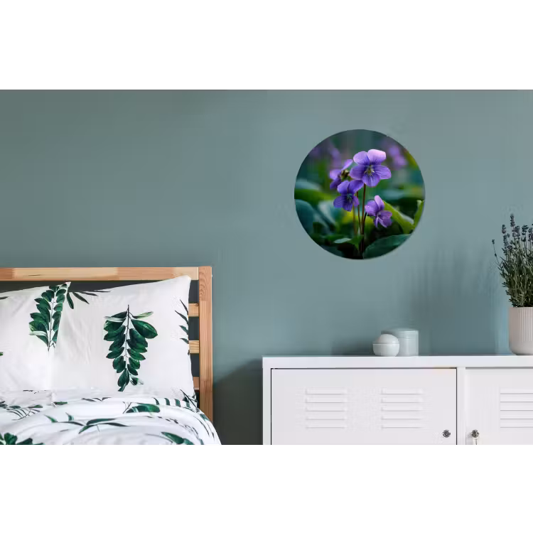 Viooltjes - Paars - Bloem - Bladeren Wandcirkel aluminium klein -slaapkamer