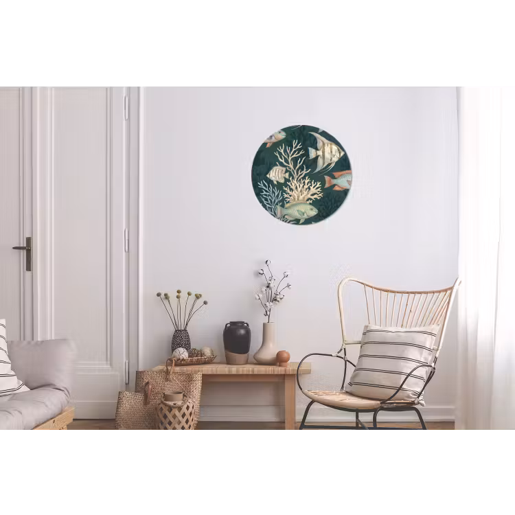 Vis - Koraal - Onderwater - Illustratie Wandcirkel aluminium klein -woonkamer
