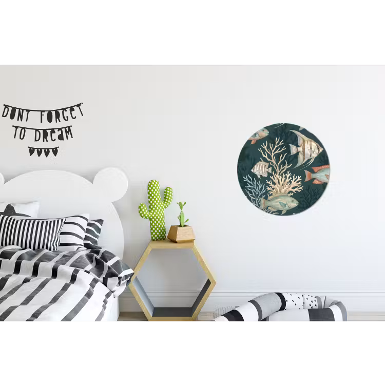 Vis - Koraal - Onderwater - Illustratie Wandcirkel aluminium klein -kinderkamer