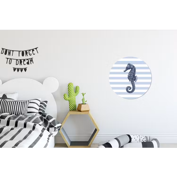 Vis - Oceaan - Illustratie - Blauw - Strepen Wandcirkel aluminium klein -kinderkamer