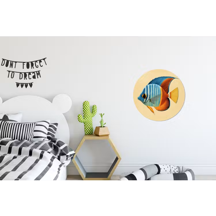 Vis - Vinnen - Blauw - Ogen Wandcirkel aluminium klein -kinderkamer