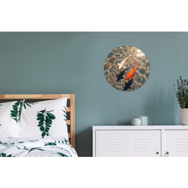 Vis - Water - Dieren - Oranje - Goud Wandcirkel aluminium klein -slaapkamer