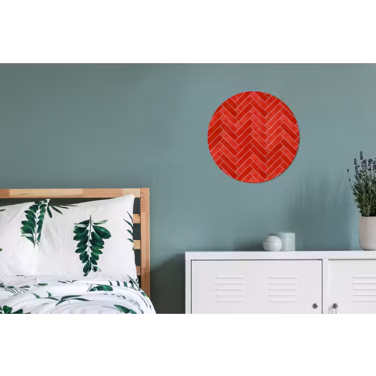 Visgraat - Tegel - Rood Wandcirkel aluminium klein 190 -slaapkamer