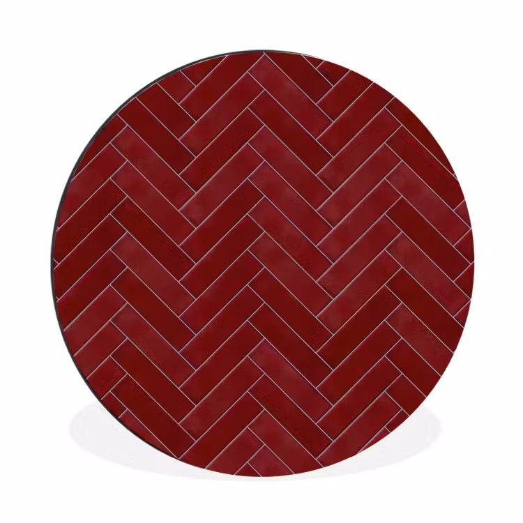 Visgraat - Wandtegel - Bordeaux - Rood Wandcirkel aluminium klein 190 -3d