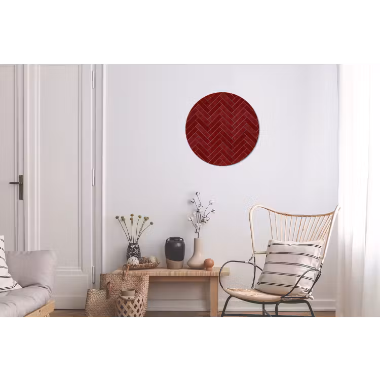 Visgraat - Wandtegel - Bordeaux - Rood Wandcirkel aluminium klein 190 -woonkamer