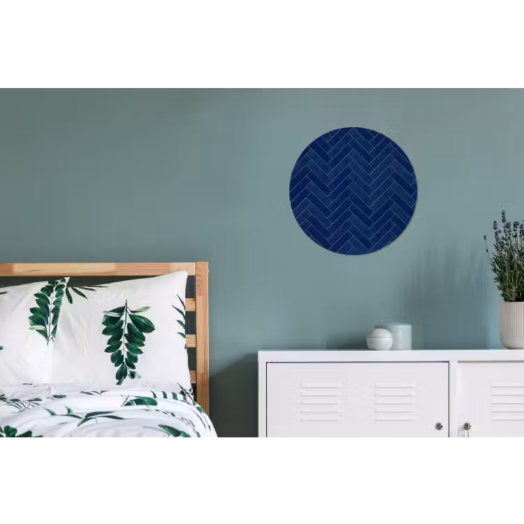 Visgraat - Wandtegel - Donkerblauw - Navy Blue Wandcirkel aluminium klein 190 -slaapkamer
