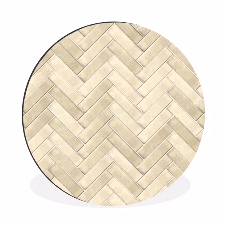 Visgraat - Wandtegel - Licht Beige Wandcirkel aluminium klein 190 -3d