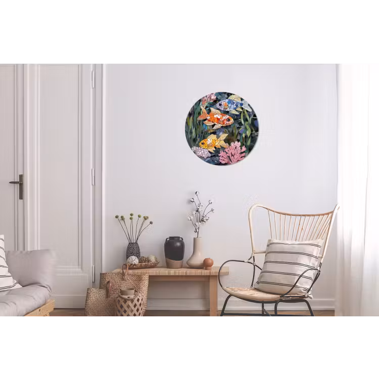 Vissen - Koraal - Zee - Mozaïek Wandcirkel aluminium klein -woonkamer
