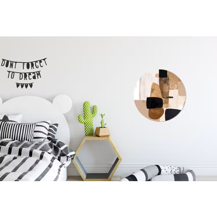 Vlakken - Abstract - Zwart - Strepen Wandcirkel aluminium klein -kinderkamer