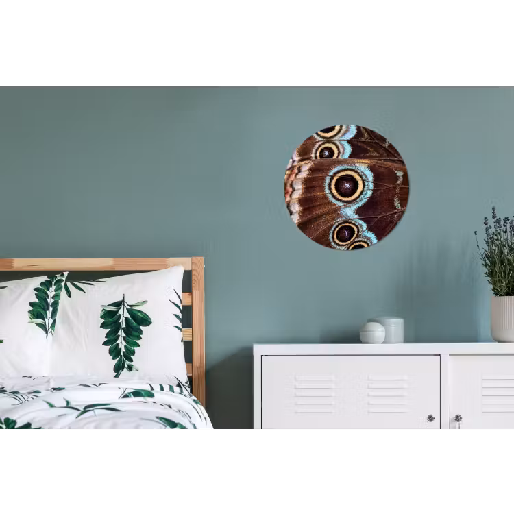 Vleugels - Vlinder - Blauw Wandcirkel aluminium klein -slaapkamer