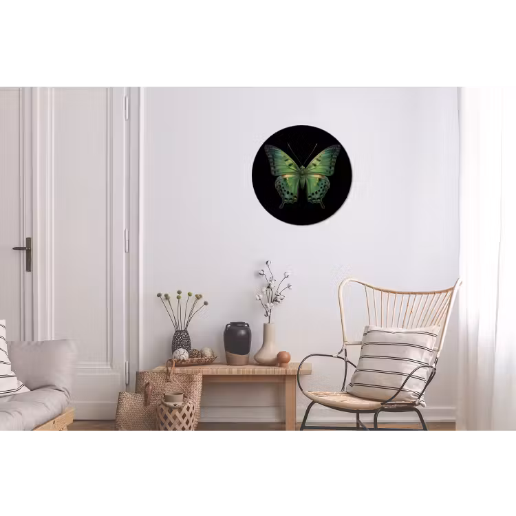 Vlinder - Groen - Diepte Wandcirkel aluminium klein -woonkamer