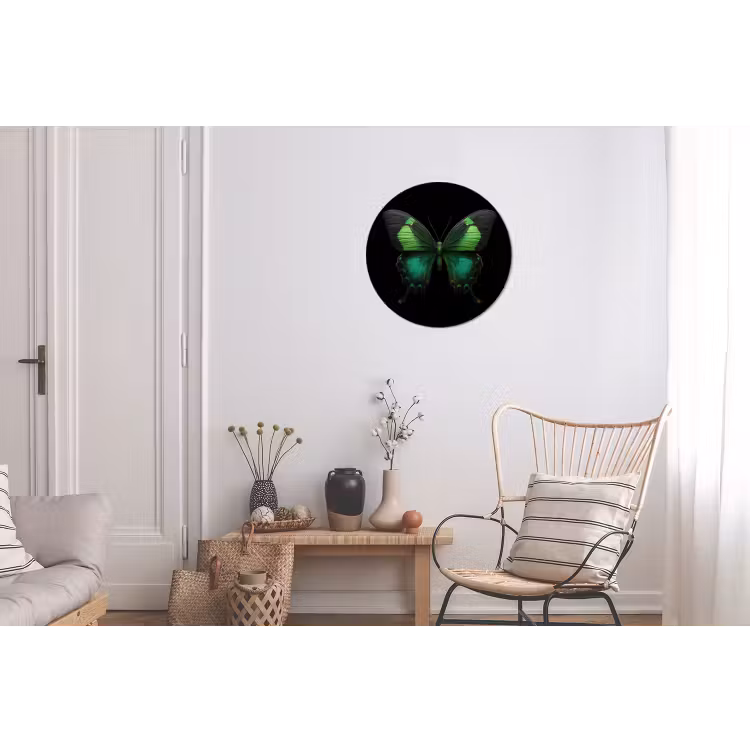 Vlinder - Groen - Opvallend Wandcirkel aluminium klein -woonkamer