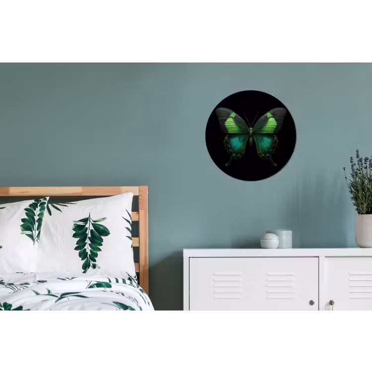 Vlinder - Groen - Opvallend Wandcirkel aluminium klein -slaapkamer