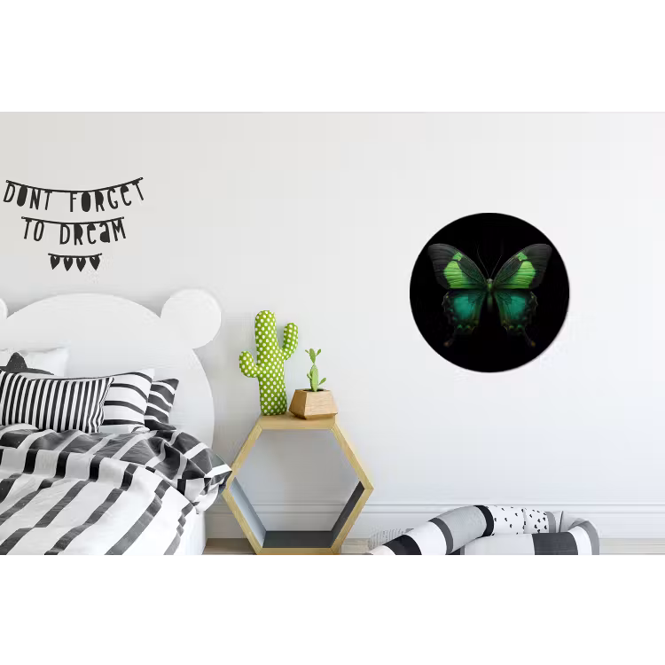 Vlinder - Groen - Opvallend Wandcirkel aluminium klein -kinderkamer
