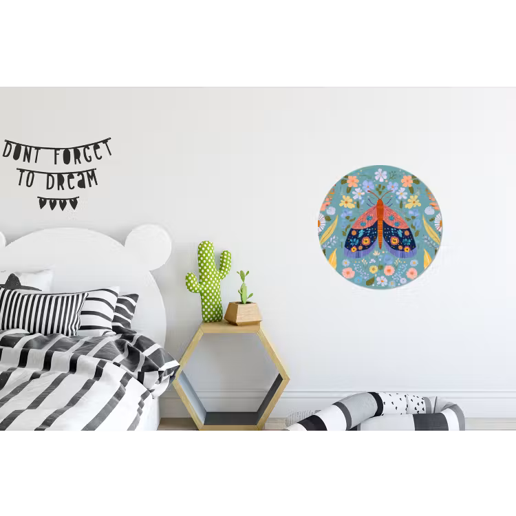 Vlinder - Sierlijk - Bloemen - Bladeren Wandcirkel aluminium klein -kinderkamer