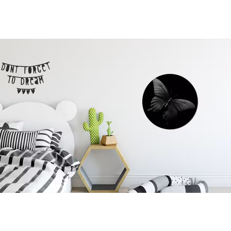 Vlinder - Zwart - Insect - Dieren Wandcirkel aluminium klein -kinderkamer