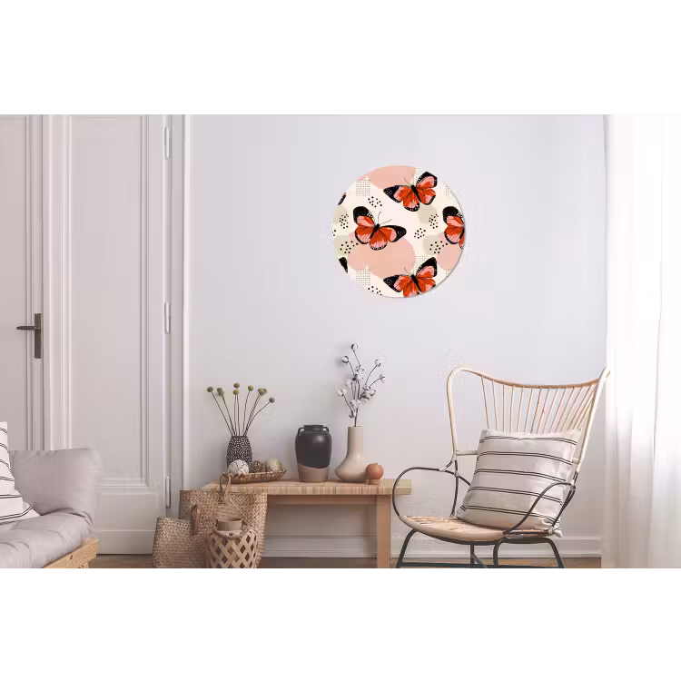 Vlinders - Retro - Kleurrijk Wandcirkel aluminium klein 190 -woonkamer