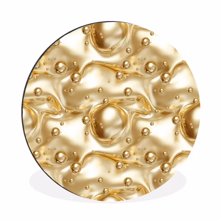 Vloeibaar - Druppels - Goud Wandcirkel aluminium klein 190 -3d