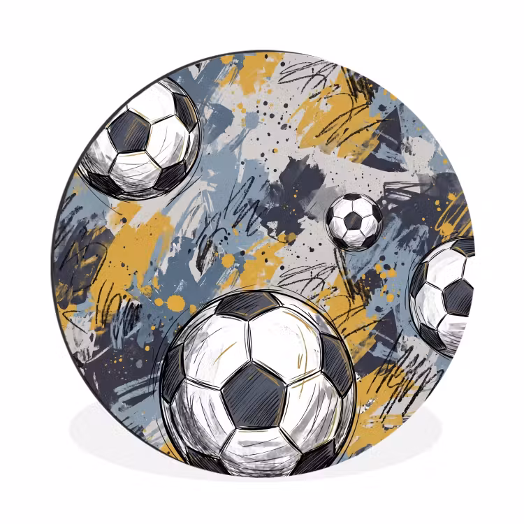 Voetbal - Abstract - Sport - Kleurrijk Wandcirkel aluminium klein -3d
