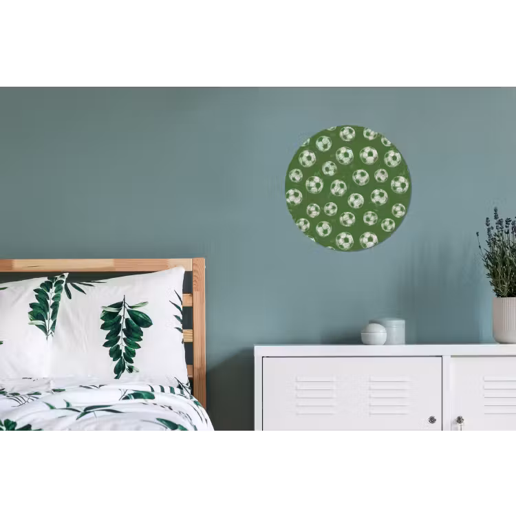Voetbal - Sport - Groen Wandcirkel aluminium klein 190 -slaapkamer