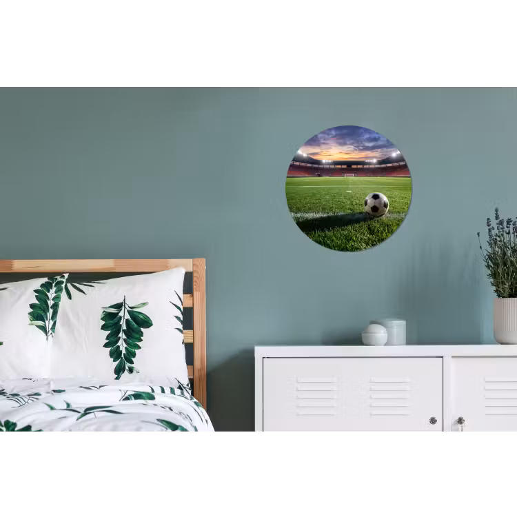 Voetbal - Stadion - Sport - Groen Wandcirkel aluminium klein -slaapkamer