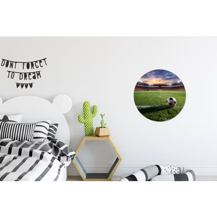 Voetbal - Stadion - Sport - Groen Wandcirkel aluminium klein -kinderkamer