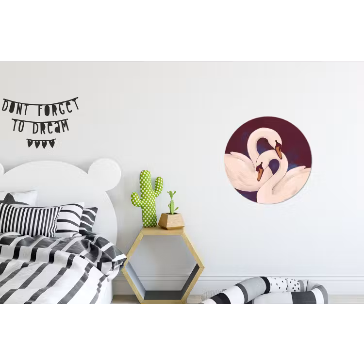 Vogel - Koppel - Liefde - Abstract - Wit Wandcirkel aluminium klein -kinderkamer