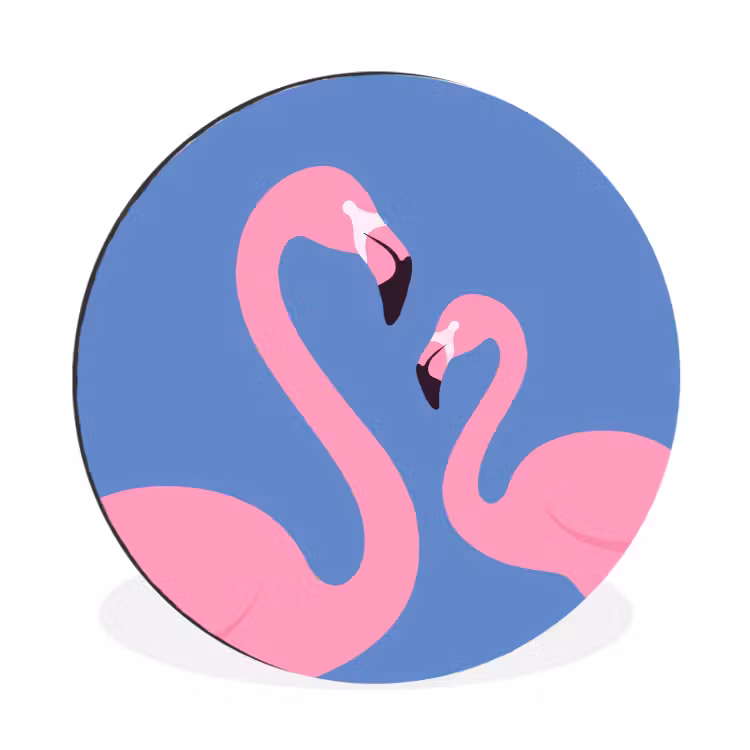 Vogel - Paar - Dieren - Modern - Roze Wandcirkel aluminium klein -3d