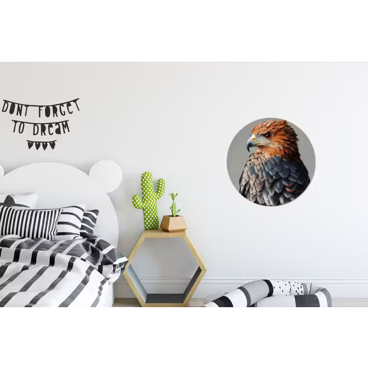 Vogel - Realistisch - Veren - Bruin Wandcirkel aluminium klein -kinderkamer