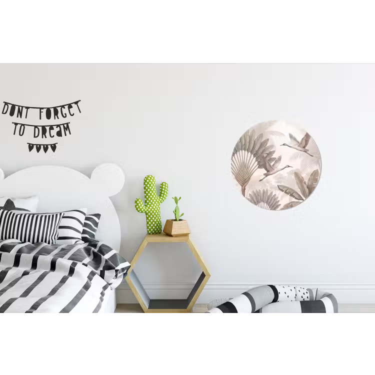 Vogel - Tropisch - Jungle - Natuur - Beige Wandcirkel aluminium klein -kinderkamer