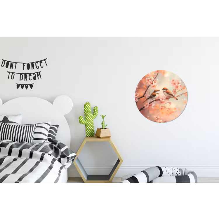 Vogels - Romantic - Bloesemtak Wandcirkel aluminium klein -kinderkamer