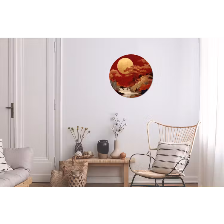 Volle maan - Landschap - Waterval Wandcirkel aluminium klein -woonkamer