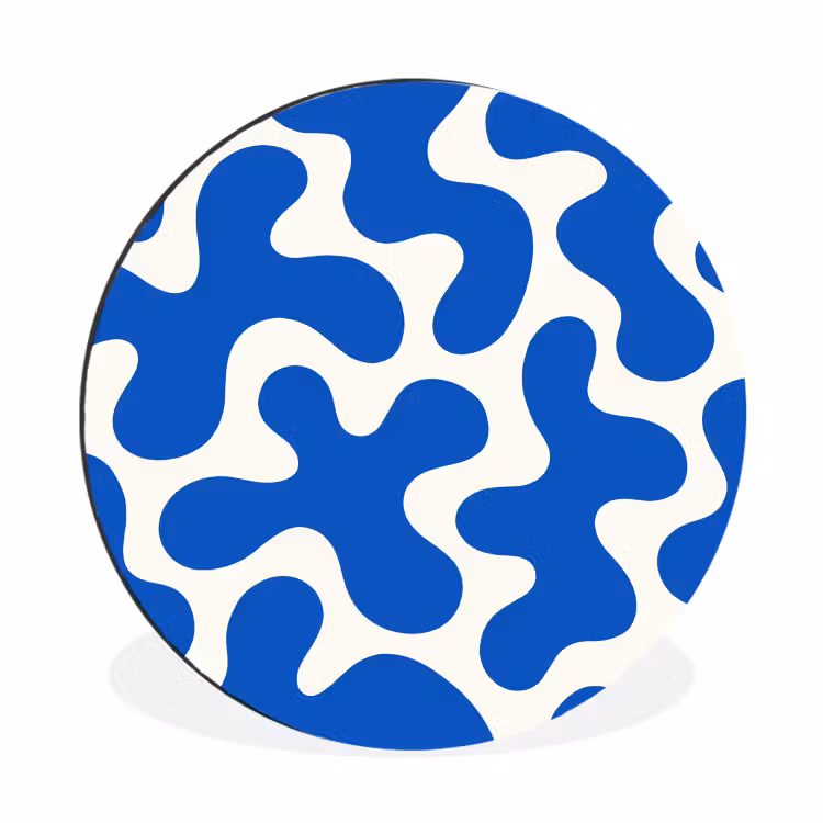 Vormen - Abstract - Blauw - Golven Wandcirkel aluminium klein -3d
