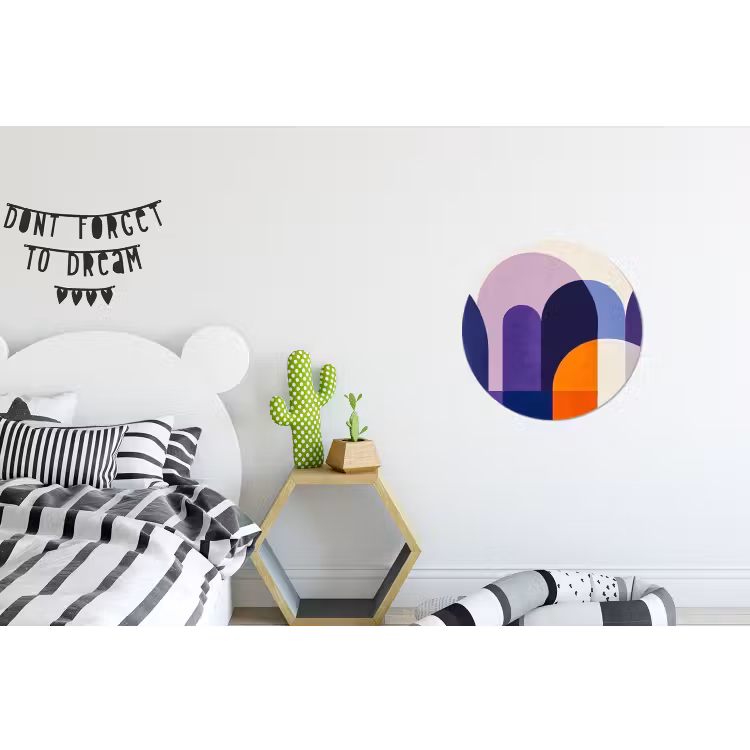 Vormen - Abstract - Grafisch - Oranje Wandcirkel aluminium klein -kinderkamer