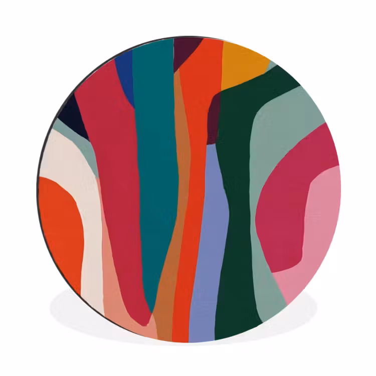 Vormen - Bochten - Kleurrijk - Abstract Wandcirkel aluminium klein -3d