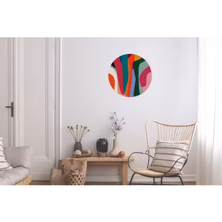 Vormen - Bochten - Kleurrijk - Abstract Wandcirkel aluminium klein -woonkamer