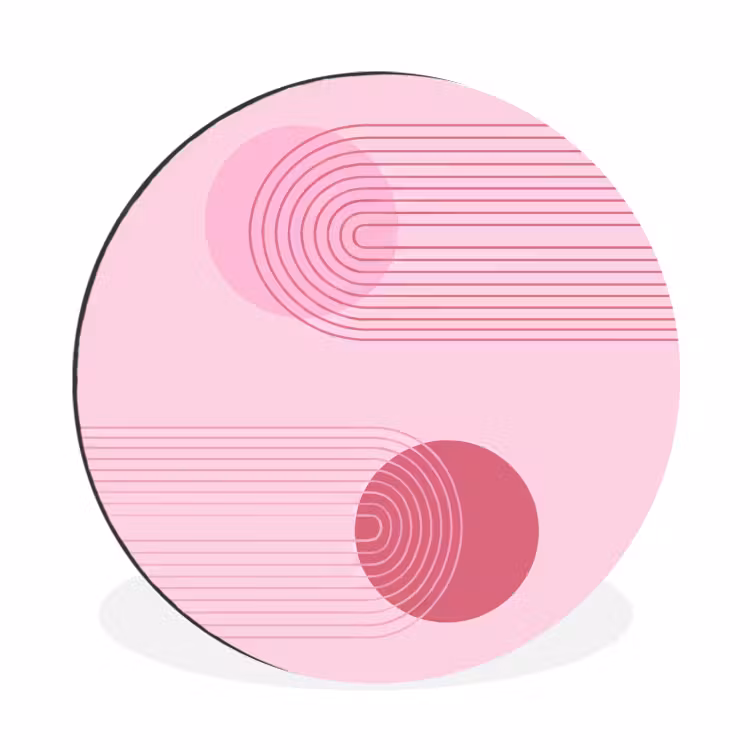 Vormen - Lijnen - Minimalistisch - Roze Wandcirkel aluminium klein -3d