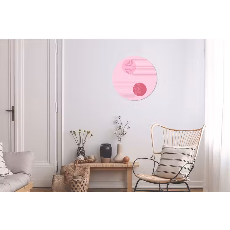 Vormen - Lijnen - Minimalistisch - Roze Wandcirkel aluminium klein -woonkamer