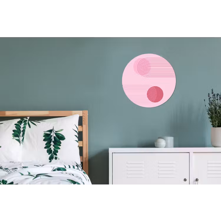 Vormen - Lijnen - Minimalistisch - Roze Wandcirkel aluminium klein -slaapkamer
