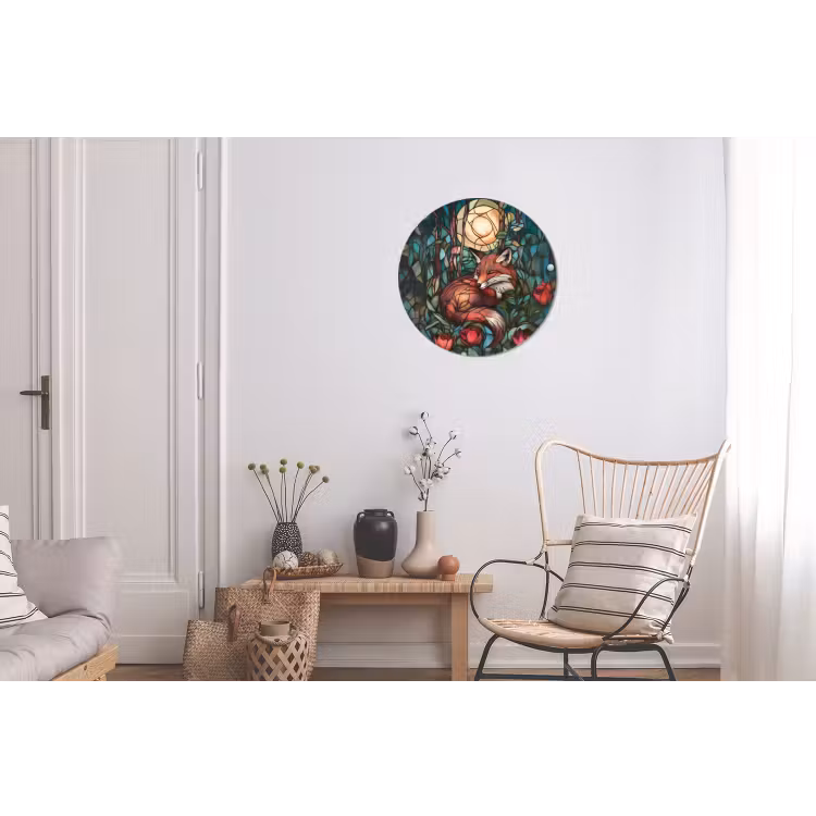 Vos - Mozaïek - Bos - Maan Wandcirkel aluminium klein -woonkamer