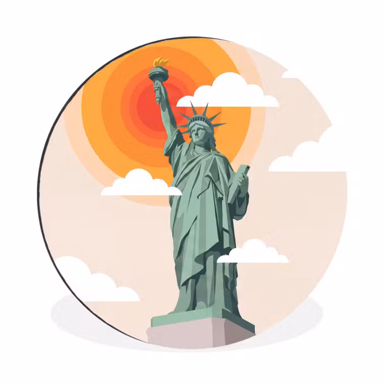 Vrijheidsbeeld - New York - Zon - Modern Wandcirkel aluminium klein -3d
