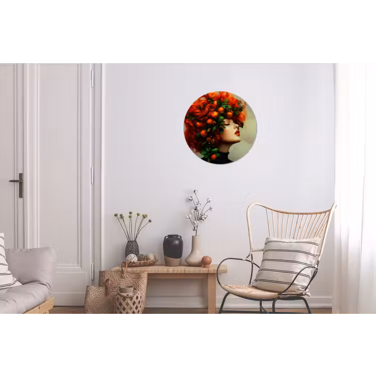 Vrouw - Appels - Rood - Bladeren Wandcirkel aluminium klein -woonkamer