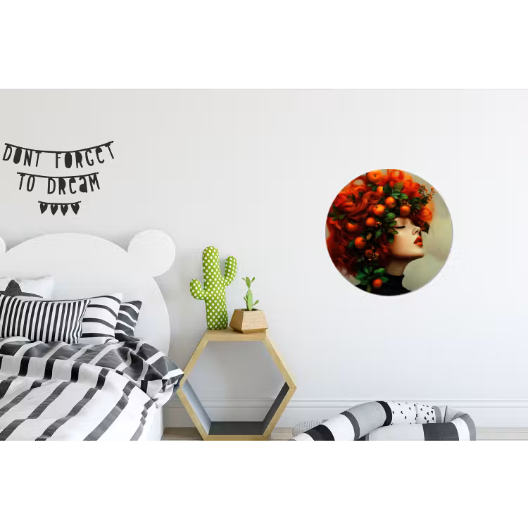 Vrouw - Appels - Rood - Bladeren Wandcirkel aluminium klein -kinderkamer