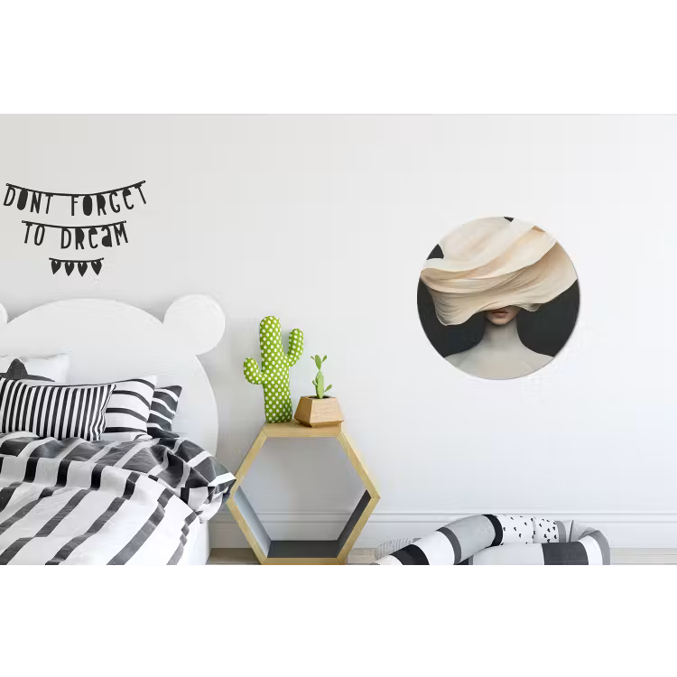 Vrouw - Beige - hoed Wandcirkel aluminium klein -kinderkamer