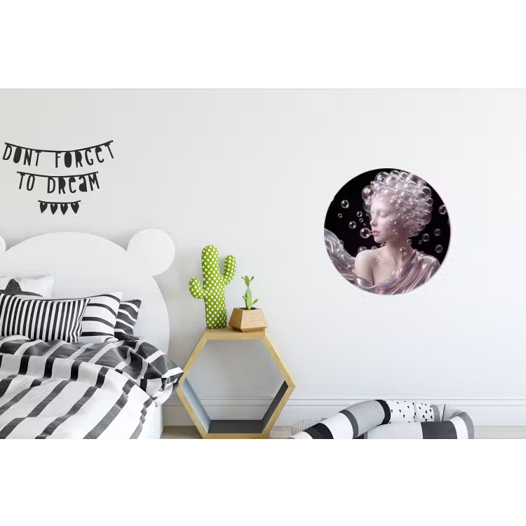 Vrouw - Bellen - Abstract - Kleurrijk Wandcirkel aluminium klein -kinderkamer