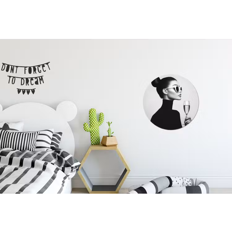 Vrouw - Champagne - Modern Wandcirkel aluminium klein -kinderkamer