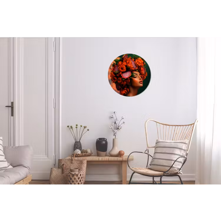 Vrouw - Drankenfruit - Rozen Wandcirkel aluminium klein -woonkamer