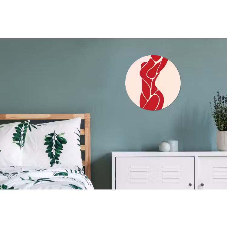 Vrouw - Figuur - Abstract - Modern - Rood Wandcirkel aluminium klein -slaapkamer