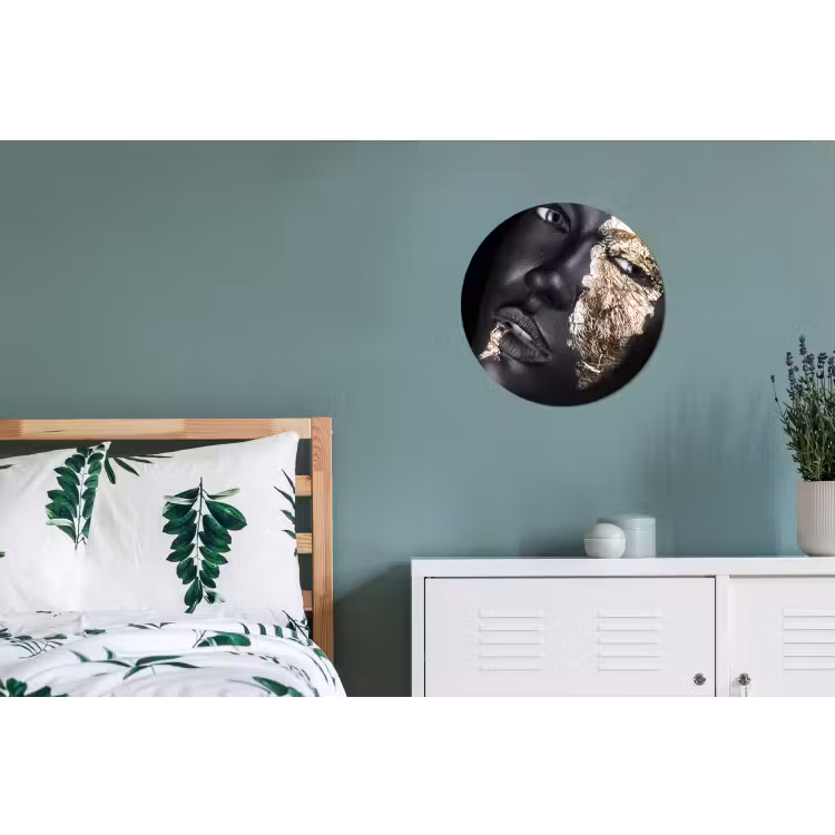 Vrouw - Goud - Zwart - Verf - Luxe Wandcirkel aluminium klein -slaapkamer