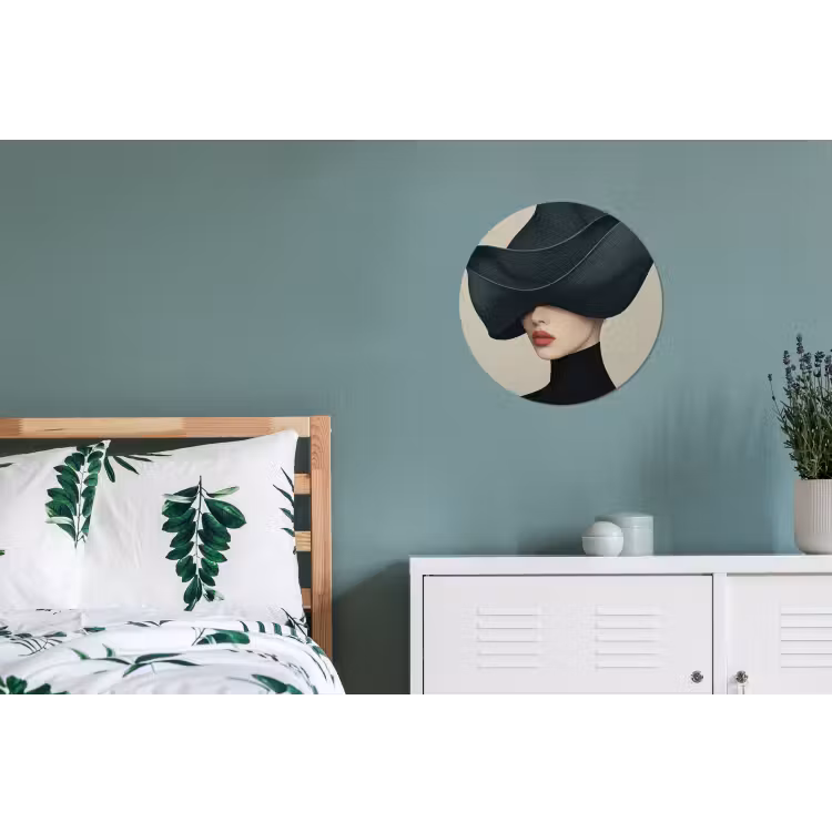 Vrouw - Groen - Hoed Wandcirkel aluminium klein -slaapkamer